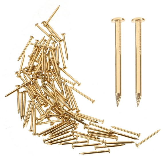 HERFIER 100 Pcs 1.2x1.5mm Chinese Archaize Round Gold Antique Pure Copper Bronze Wooden Nails for Furniture DIY Decorative Boxes (Golden) 0.47x0.12x0.12in