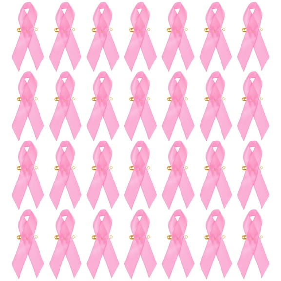 HERFIER 100Pcs Decorative Fundraising Ribbons Removable Breast Cancer Ribbons Breast Cancer Awareness 3.14x0.59x0.04in