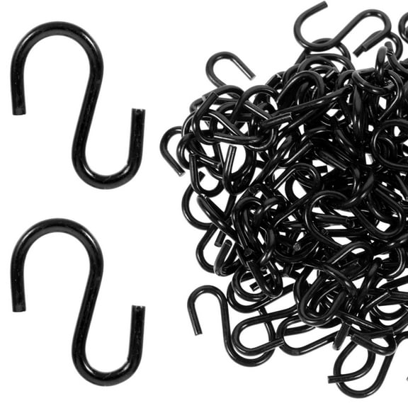 HERFIER 100pcs Black Metal S Hooks Metal S Hanging Hooks Heavy Duty S Hanger Hooks 0.79x0.59x0.08in