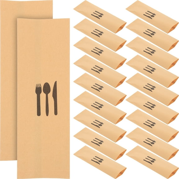 GETAJGHSD Cutlery Cover Kraft Paper Holder Light Brown 100Pcs 8.9x3x0.04In