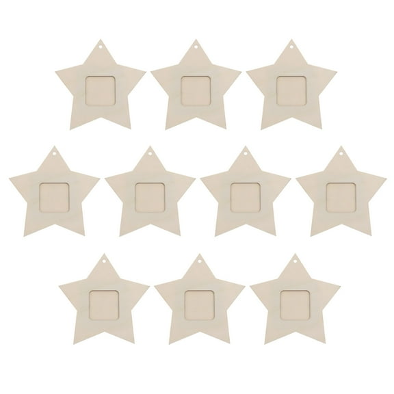 HERFIER 10pcs Mini Wooden Star Photo Frames DIY Home Decor