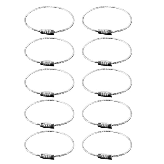 HERFIER 10pcs Steel Wire Keychains Cable Key Rings Holder for Hiking Luggage ID Tags