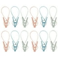 thumbnail image 1 of HERFIER 12pcs Plastic Windproof Clothespins with Rope Multifunction Portable Clothes Clips for Towel Sock Underwear (Mixed Colors) 2.36x0.59x1.38in, 1 of 8