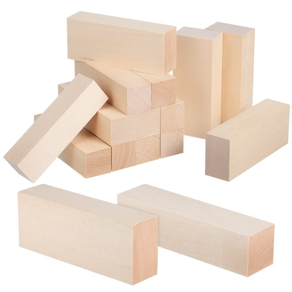 HERFIER 14 Pcs Craft Strips Square Dowels Wood Sticks Wood Slats Furring Strips Wood Square Sticks Craft Making Supplies 3.93x1.57x0.98in