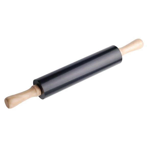 HERFIER 1Pc Household Cooking Utensil Dough Roller Smooth Surface Rolling Pin (Black) 17.29x2.16x2.16in