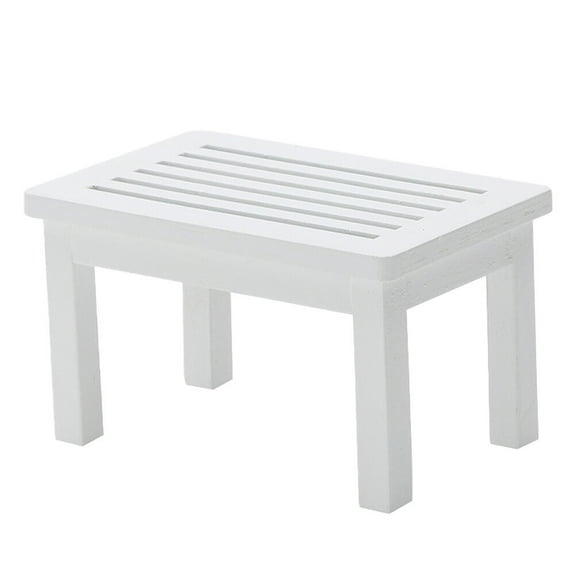 HERFIER 1Pc Wooden Tea Table Model Creative Coffee Table Mini Furniture Ornament (White)