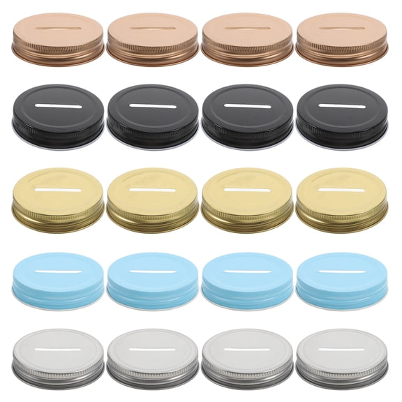 HERFIER 20PCS Piggy Bank Jar Lids with Slot Caps for 70mm Jars