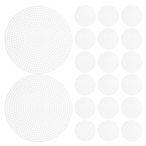 HERFIER 20Pcs Plastic Canvas Sheets Stitching Canvas Round Mesh DIY Round Cross Stitch Sheets Crochet Knitting Sheets Crafting Quilting Sheets DIY Mesh Sheets