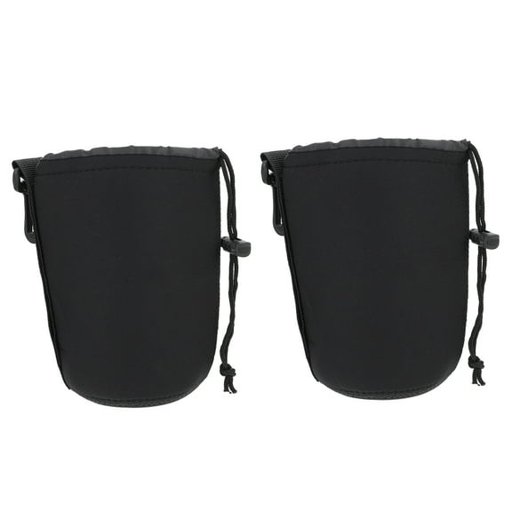 GETAJGHSD 2Pcs Black Neoprene Camera Lens Pouch Shockproof Drawstring Lens Case for Dslr