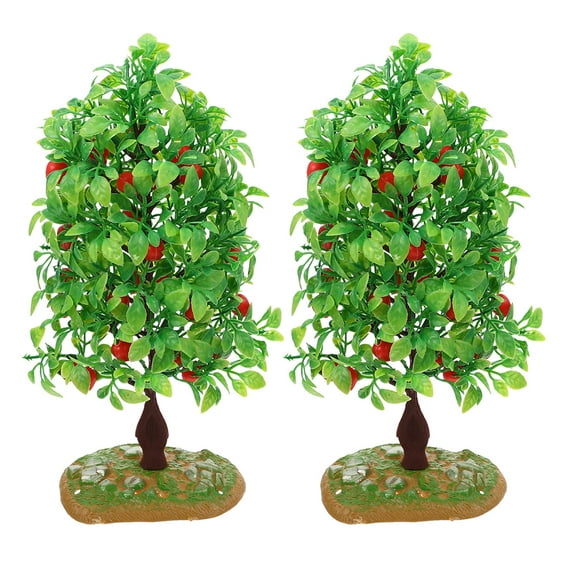 HERFIER 2Pcs Artificial Fruit Tree Models Miniature Fruit Trees for Landscape Dollhouse Sand Table