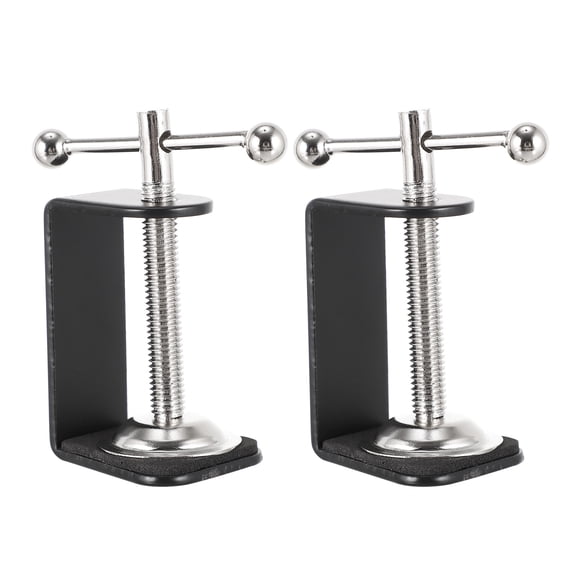 HERFIER 2Pcs C-shape Desk Table Mount Clamps Practical Desk Clamps Retaining Clips 3.34x2.36x1.38in