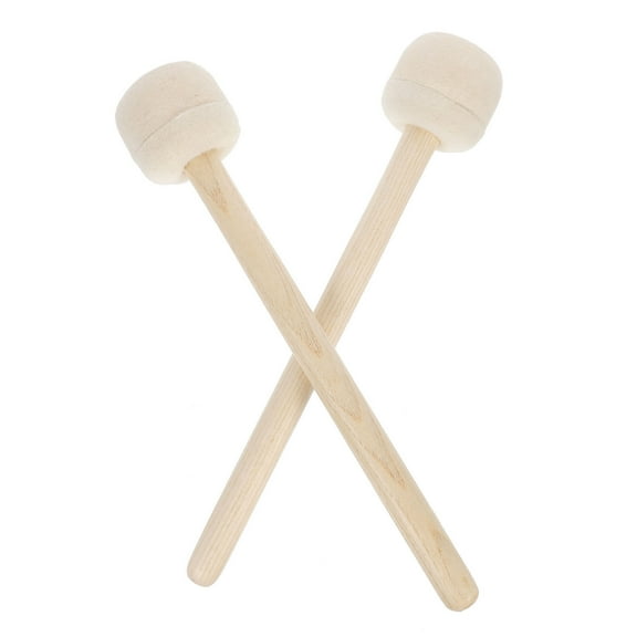 HERFIER 2Pcs Drum Mallets Sticks Percussion Mallets with Wood Handle Drumsticks (Wood Color) 13.17x2.32x0.79in
