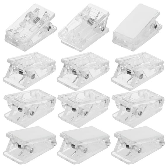 HERFIER 30Pcs Clear Self-Adhesive Clips Sticky Photo Clips Posters Clips Badges Clips 0.98x0.39x0.39in