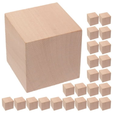 HERFIER 30pcs Unfinished Wooden Cube Blocks for DIY Crafts and Math Teaching Natural Wood Square Blocks for Craft Projects Puzzle Making Khaki