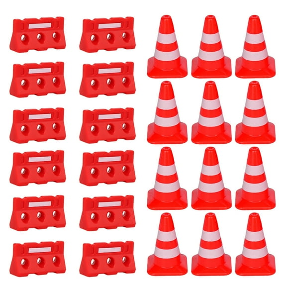 HERFIER 36pcs Mini Traffic Cones & Signs Toy Set for Kids Simulation Construction