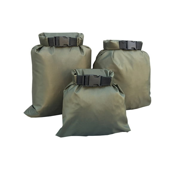 HERFIER 3pcs 1.5L+2.5L+3.5L Waterproof Dry Bag Storage Pouch Bag for Camping Boating Kayaking Rafting Fishing (Army Green) 13.76x9.04x0.01in