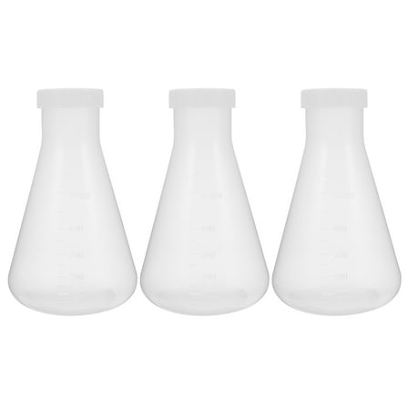 HERFIER 3pcs Plastic Erlenmeyer Flask Transparent Science Flask Practical Conical Flask 6.68x3.93x1.97in
