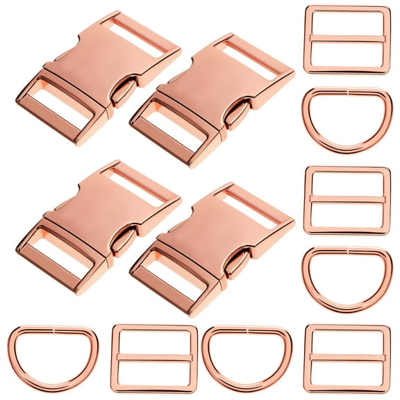 HERFIER 4 Sets Metal Buckles For Straps Dog Collar Buckle Hardware Strap Adjuster Backpack Buckle Replacement 1.97x1.18x0.2in