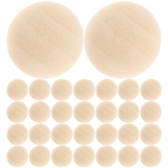 HERFIER 48 Half Wood Beads 25mm Unfinished Split Solid Balls DIY Crafts