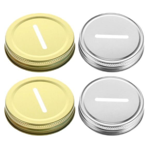 HERFIER 4Pcs Mason Jar Lids Slot Lids Metal Jar Caps for Mason Jars Piggy Banks 2.75x2.75x0.75in