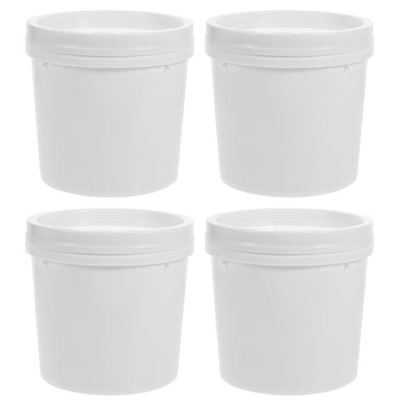 HERFIER 4pcs Bucket With Lid Empty Paint Bucket 1-liter Portable Paint Bucket With Handle 4.72x4.6x4.6in