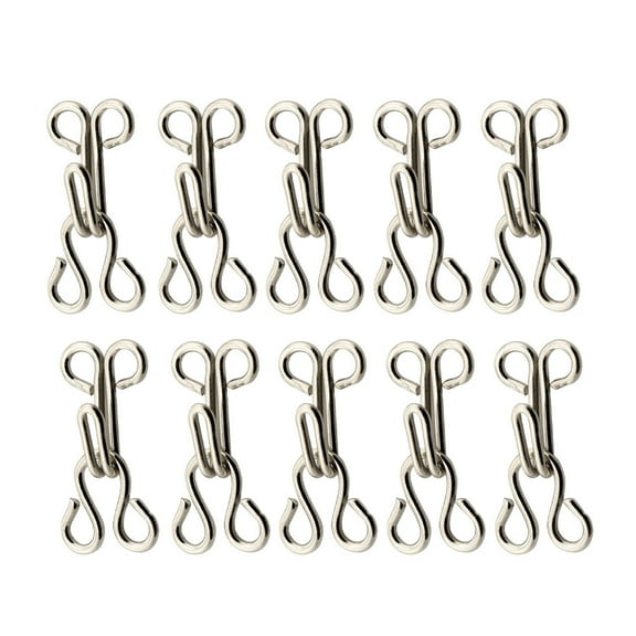 HERFIER 50PC Metal Hook Button Hooks and Eyes Closure Buckle Sewing Handcraft Tools for Collar Pants Coat (Silver) 0.79x0.39x0.39in