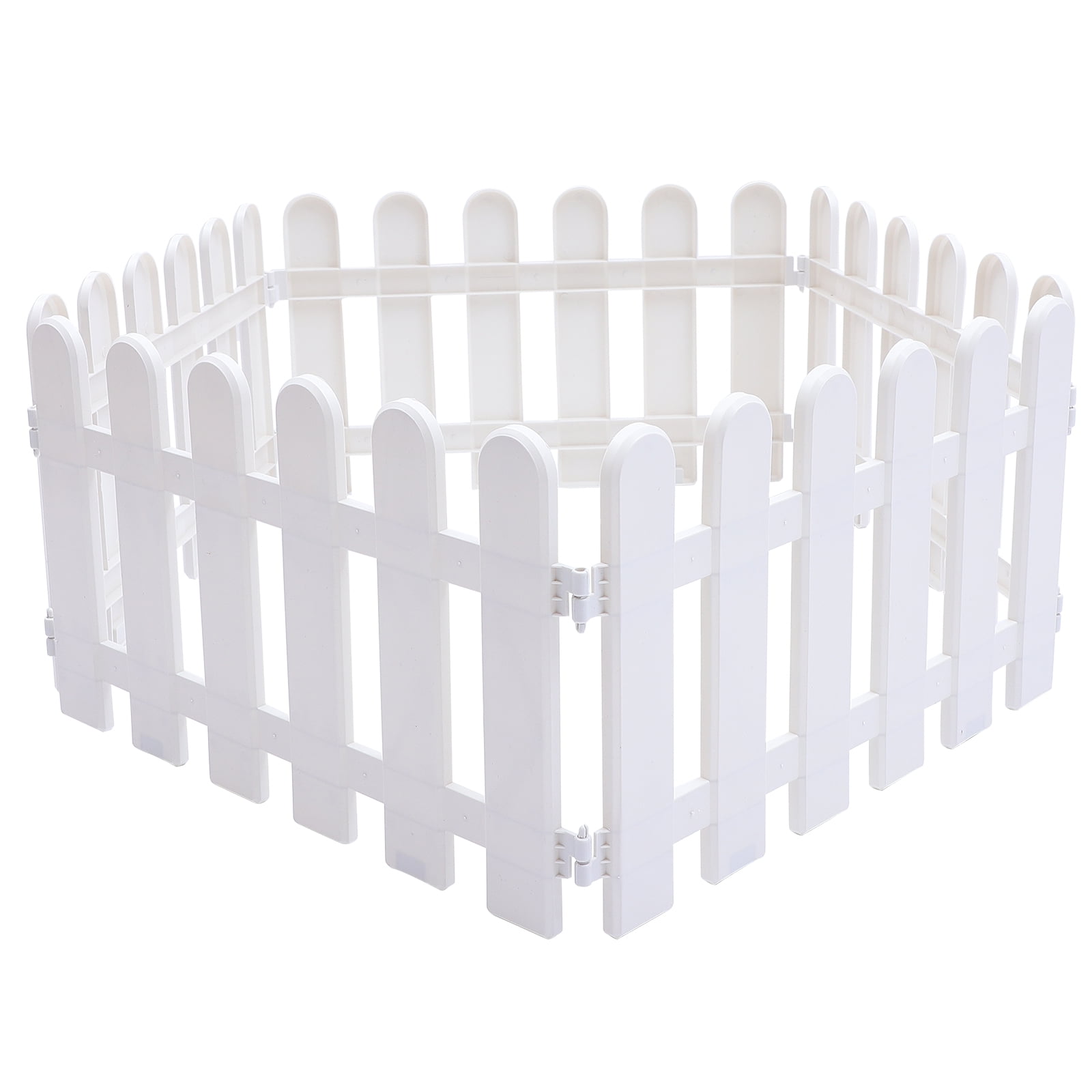 HERFIER 5Pcs Garden Picket Fence Plastic White Edgings Decorative Landscape Path Panels 19.65x11.79x0.39in