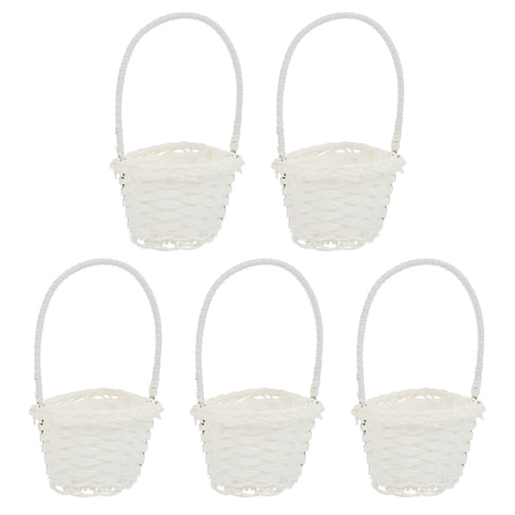 HERFIER 5pcs Pastoral Style Plastic Rattan Baskets Small Flower Baskets Fruit Picking Baskets 3.93x3.14x5.9in