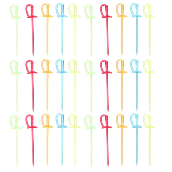 HERFIER 600pcs Food Toothpicks Plastic Cocktail Picks Appetizers Picks Party Toothpicks 3.54x0.79x0.08in