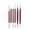 thumbnail image 1 of HERFIER 6pcs Wooden Handle Pottery Clay Sculpture Carving Modeling Tools 7.47x0.47x0.47in, 1 of 8