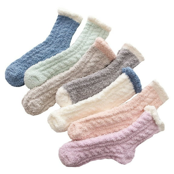 HERFIER 7 Pairs Warm Plush Slipper Socks Microfiber Boot Cozy Socks
