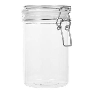 HERFIER 750ml Plastic Canister with Locking Clamp Grain Storage Jar for Tea, Sugar, Coffee Bean 3.93x3.93x6.29in