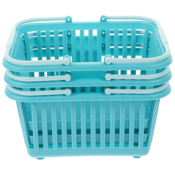 HERFIER Cabilock 3Pcs Plastic Desktop Storage Baskets Blue