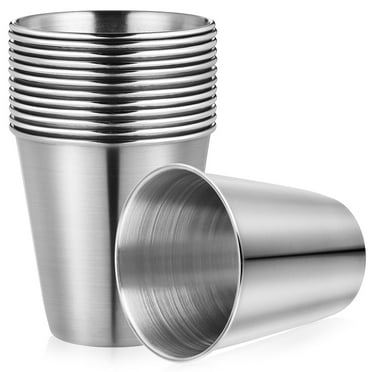 HERFIER Clear Glasses Espresso Shot Cups Stainless Steel Set (12pcs, 70ml)