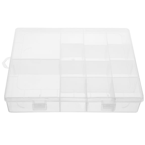 HERFIER Clear Plastic Organizer Box with Adjustable Dividers Bead Storage Organizer for Jewelry Crafts Tools and Small Parts