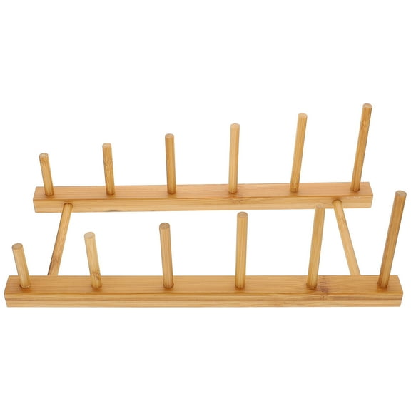 GETAJGHSD Bamboo Storage Rack Khaki Kitchen Plate Holder For Households 1Pack 11.8X7.5X4.5In