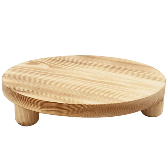 HERFIER Farmhouse Wood Riser Wood Plant Stand Flower Pot Base Holder Garden Flowerpot Display Stand 9.83x9.83x1.97in