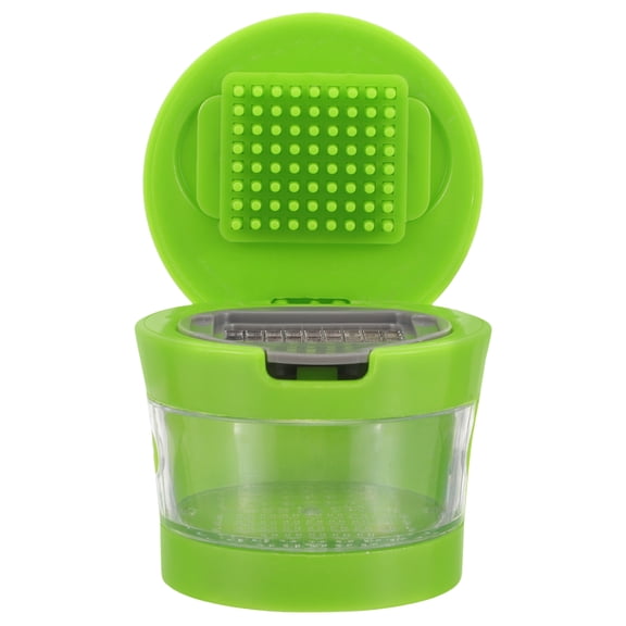 HERFIER Garlic Press and Chopper Slicer Handheld Crusher Kitchen Tool in Green, Compact 2.95x2.95x2.55in for Easy Food Prep