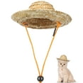 thumbnail image 1 of HERFIER POPETPOP Pet Sombrero Straw Hat Adjustable Hawaii Garden Sun Bucket for Small Dogs Puppy Cats Size S 5.31x5.11x1.38in, 1 of 9