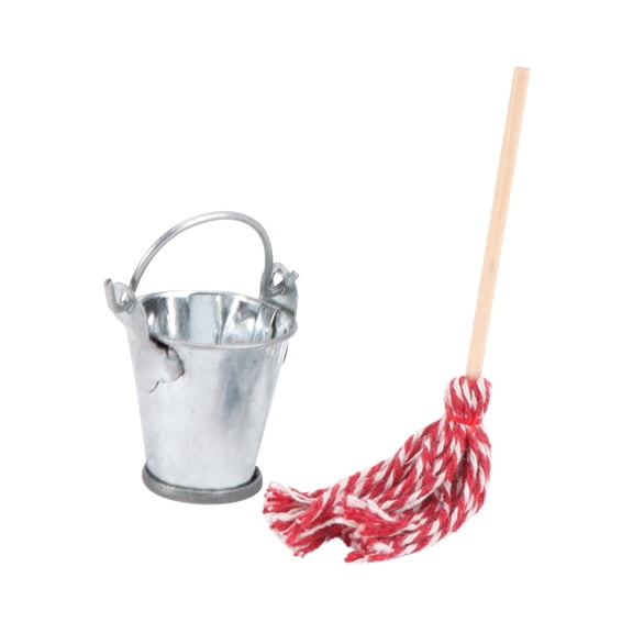 HERFIER Red Mop with Bucket Set - Compact Cleaning Tool for Small Homes and Apartments