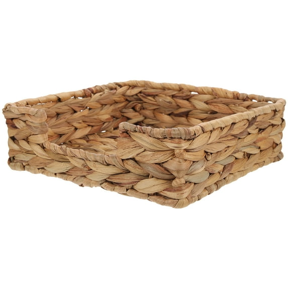 HERFIER Rustic Style Woven Basket Household Square Napkin Holder Dining Table Decorative Tissue Box 8.65x8.65x2.75in