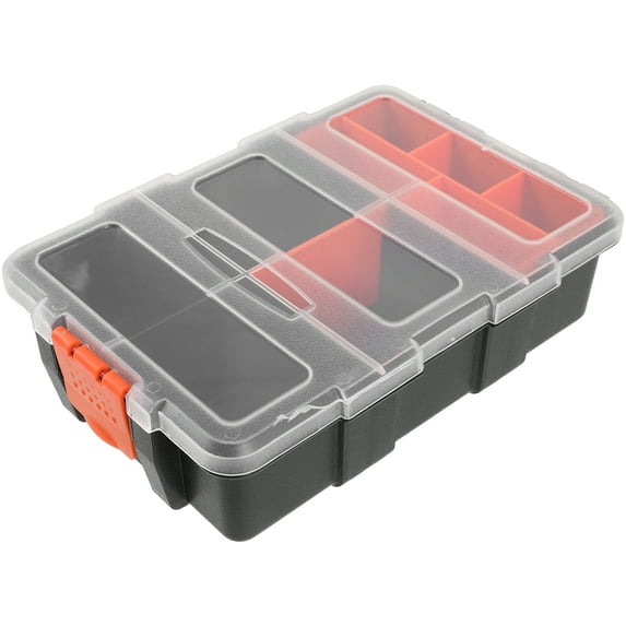 HERFIER Small Tool Box Compartment Screws Storage Case Plastic Hardware Organizer Small Sundries Box 8.84x6.09x2.16in