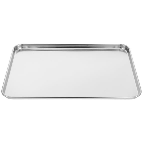 HERFIER Stainless Steel Plate Rectangular Plate Kitchen Storage Tray Cold Noodle Plate Tray 13.76x9.83x0.59in