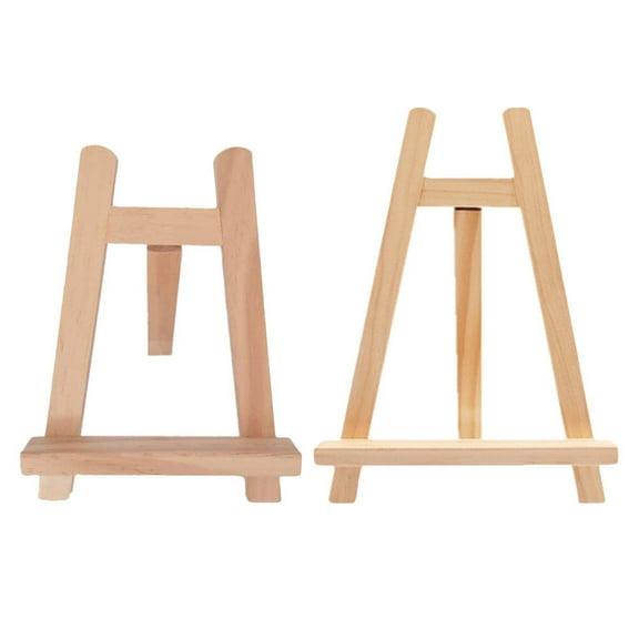 HERFIER Wood Display Easel: 2pcs Wooden Tripod Stand for Painting, Cell & Name Holder