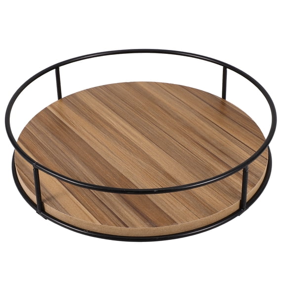 HERFIER Wooden Base Rotating Turntable Organizer for Cabinet Pantry Dining Table 9.04x9.04x2.36in