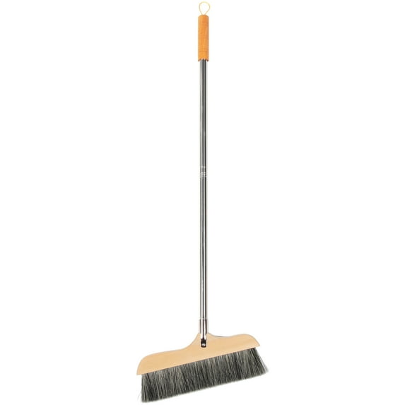 HERFIER Wooden Broom Hardwood Floor Broom Soft Bristle Broom For Bedroom Kitchen Bathroom 35.37x11x0.79in