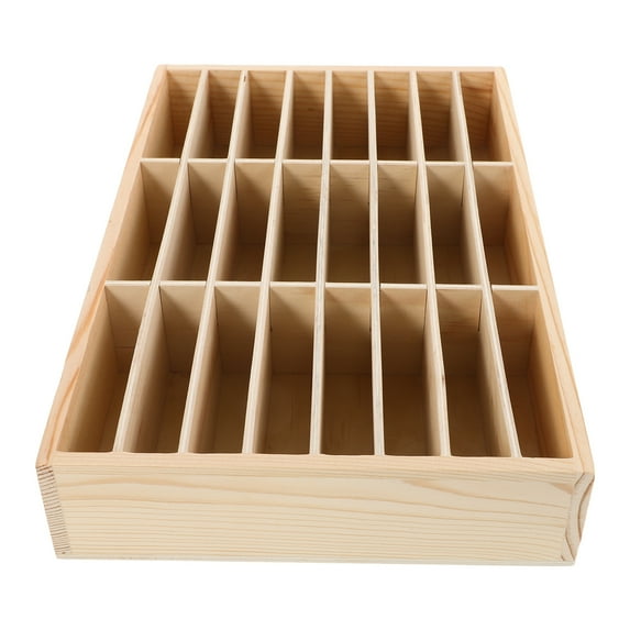 HERFIER Wooden Cell Phone Holder Desktop Organizer Storage Box Classroom Office Phone Holder 12.58x7.86x2.16in