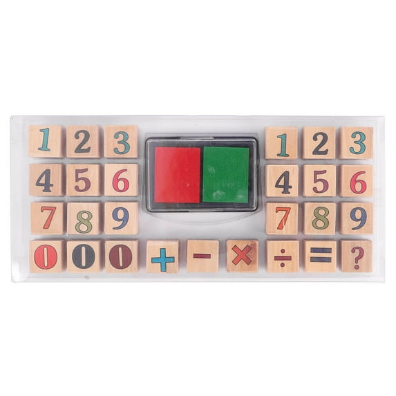 HERFIER Wooden Numbers Stamp Set for Kids and Teachers