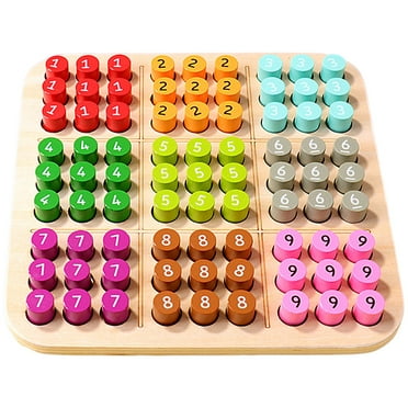 HERFIER Wooden Sudoku Board Game for Kids - Jiugongge Peg Toy