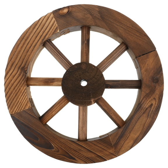 HERFIER Wooden Wagon Wheel Wall Hanging Home Decor 25x25cm